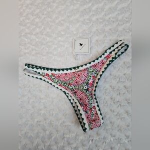 Kamoni Pink Green Floral Bikini Bottom Small NWT (6173)
